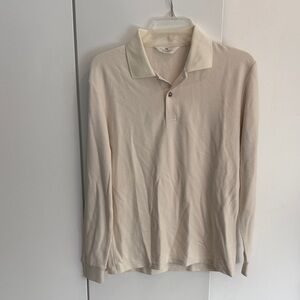 H&M Men's Beige Long Sleeve Polo Shirt